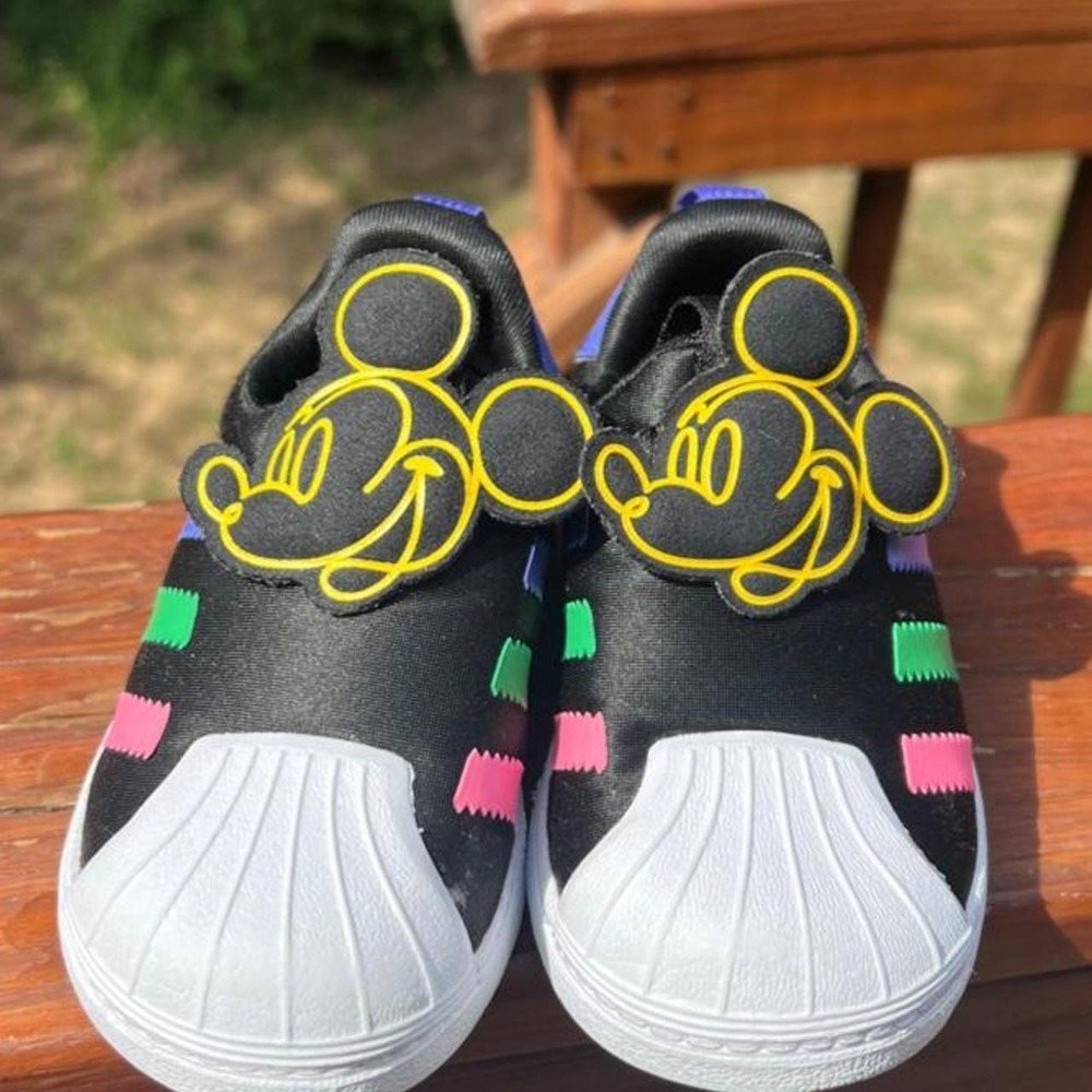 Adidas Youth 7 Mickey Mouse SST Superstar 360 Black Colorful Sneakers IE0686